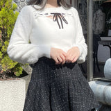 フロントアキリボンニット