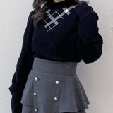 シャーリング袖カシュクールニット