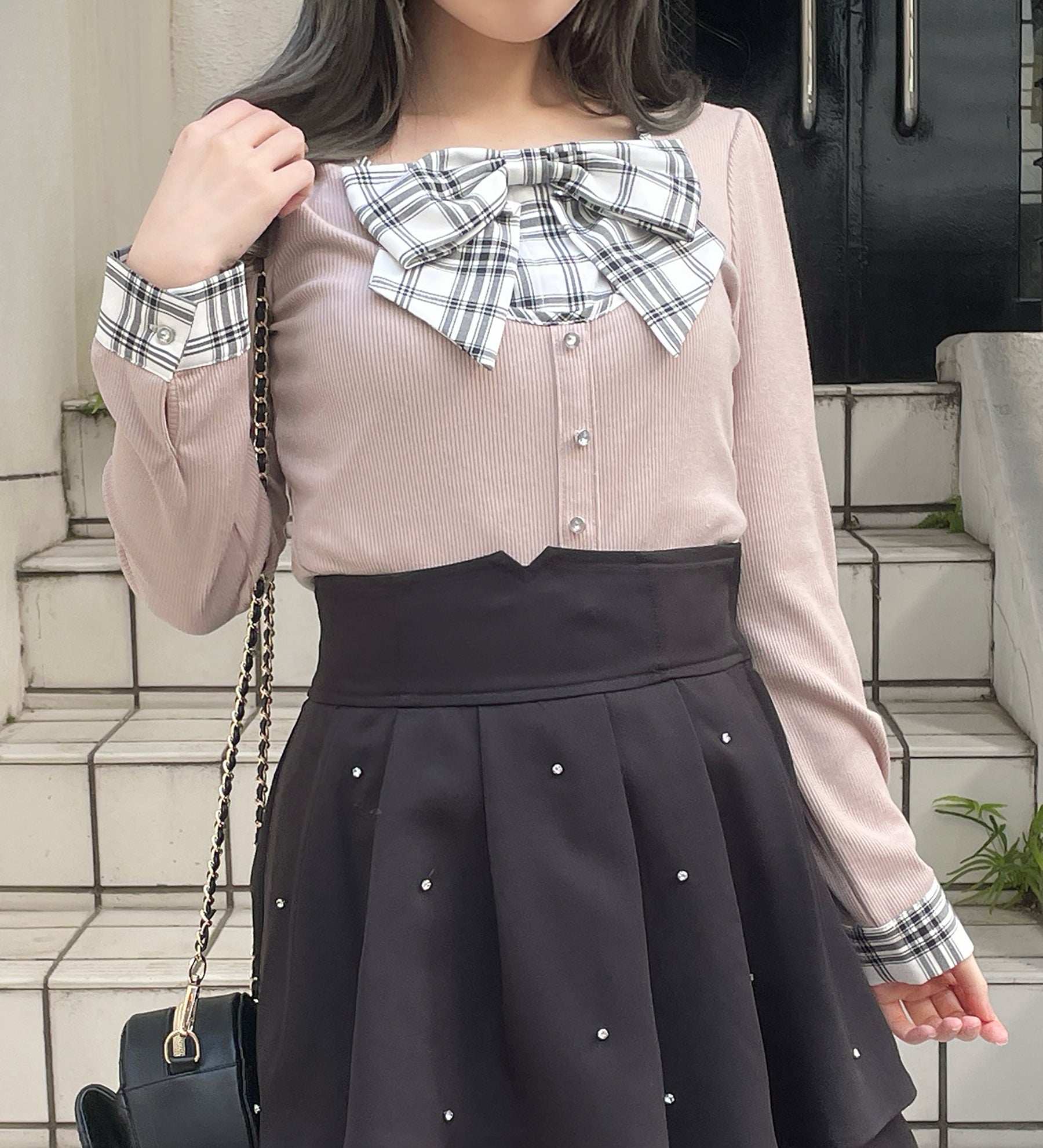 リボンレイヤードトップス