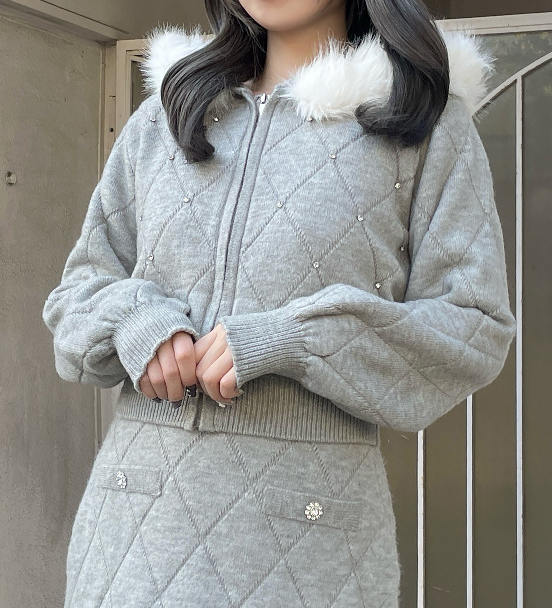 【セットアップ対応アイテム】 キルティングニットパーカー