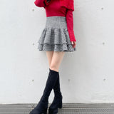 フェザー衿肩開きニット