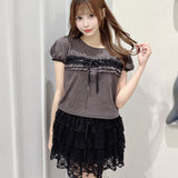 レースフリルTシャツ
