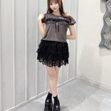 レースフリルTシャツ