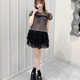 レースフリルTシャツ