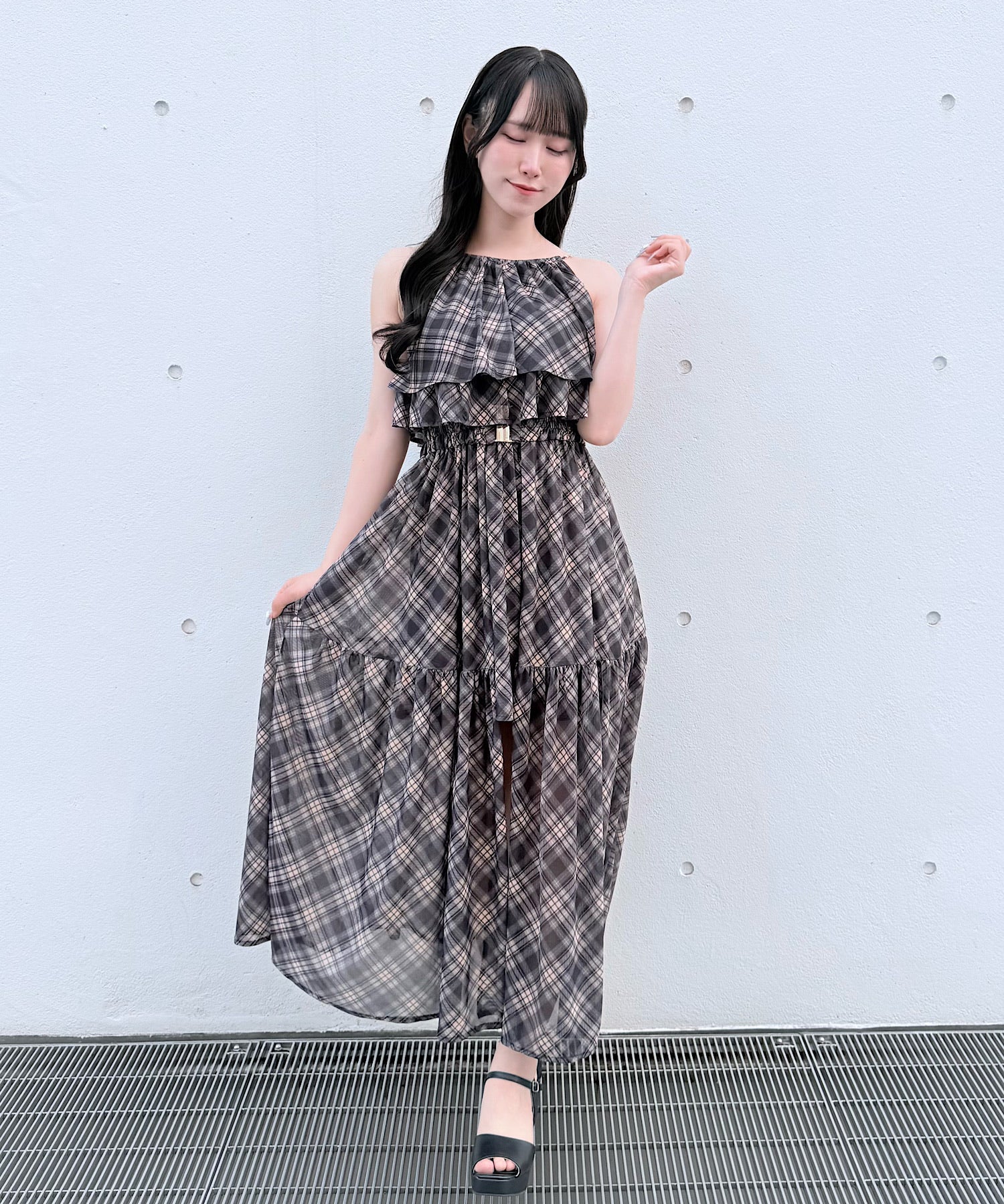 予約商品7月中旬お届け】アメスリフリルレイヤードロングワンピース