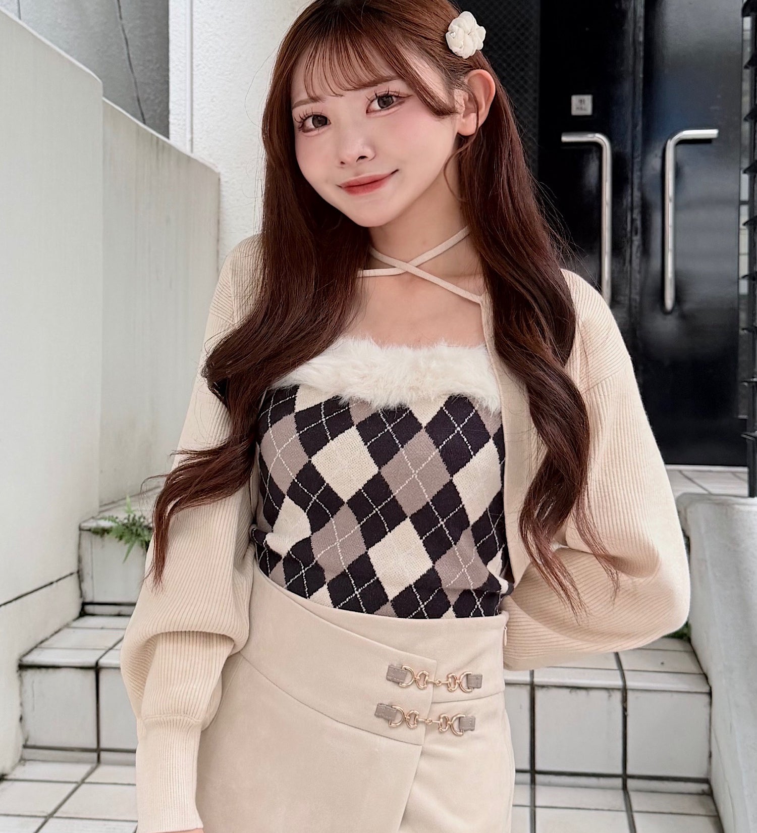 ボレロセットファーアーガイルトップス