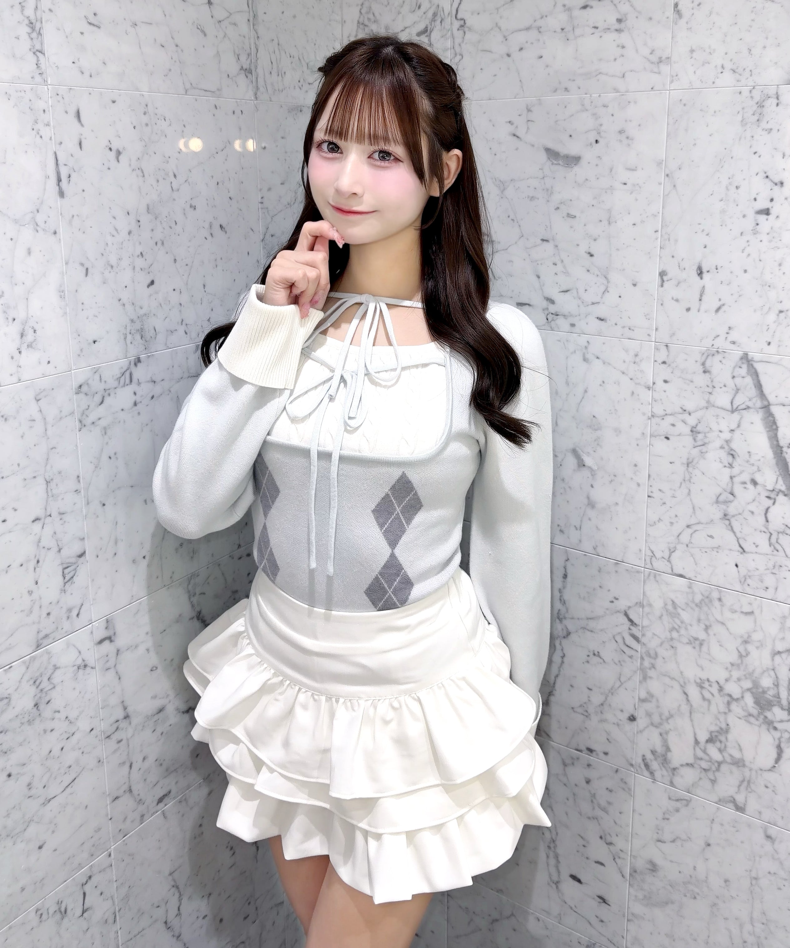 アーガイルレイヤードニット