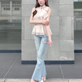 【予約商品 5月中旬発送】サイドスリットビジューフレアデニム