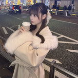 ファー付きケープガウンコート