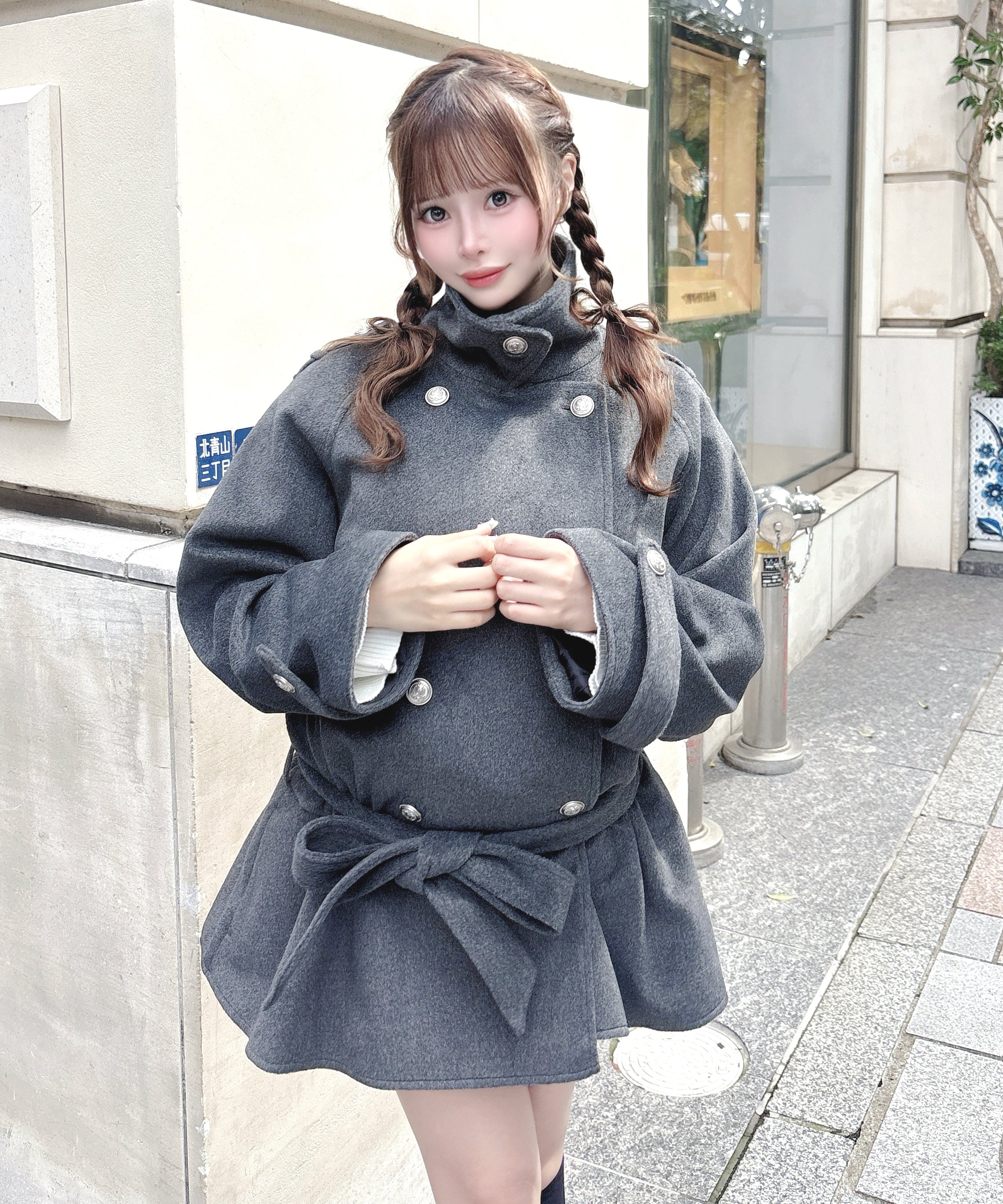 【予約商品9月下旬お届け予定】ペプラムダブルコート