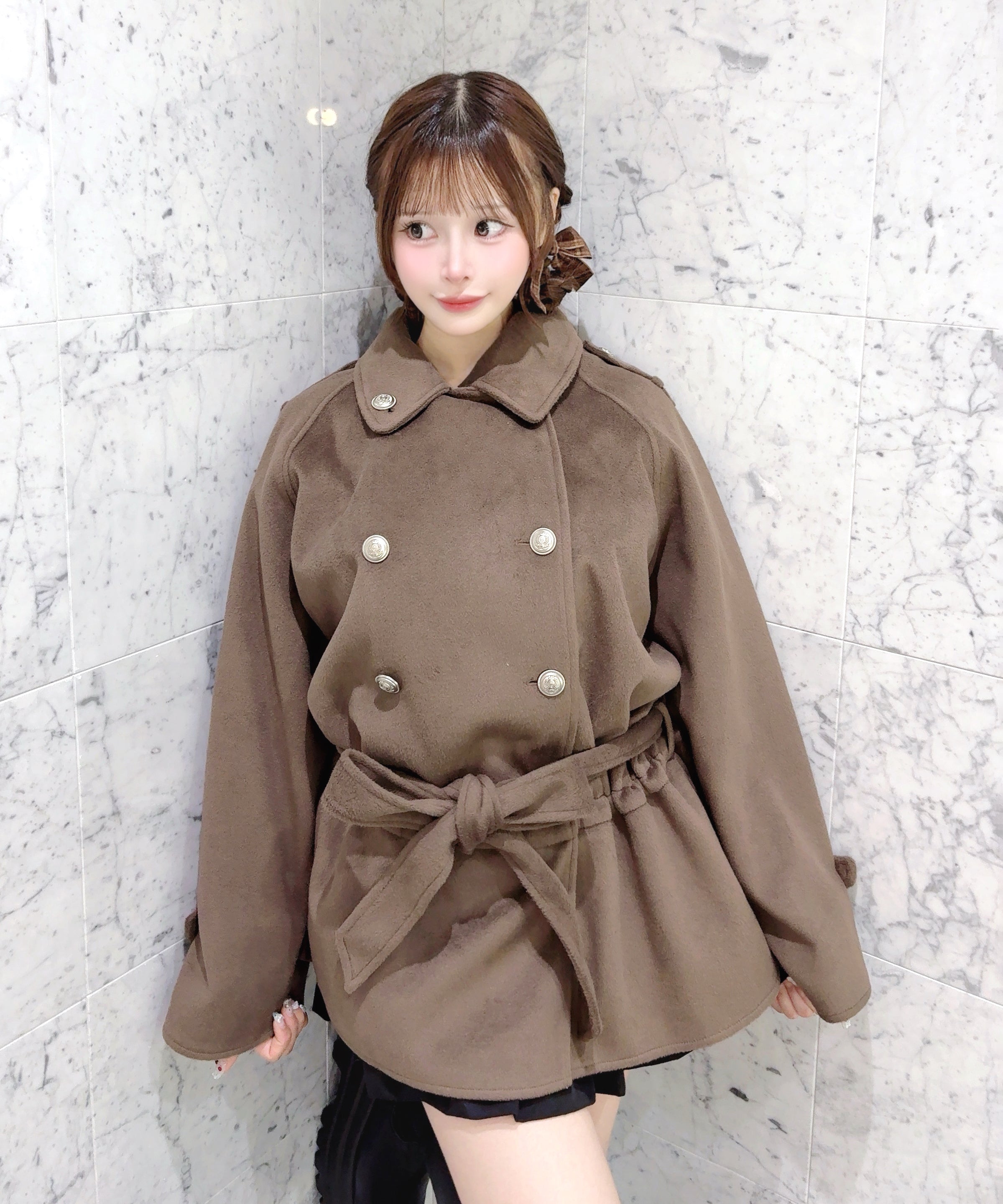 【予約商品9月下旬お届け予定】ペプラムダブルコート