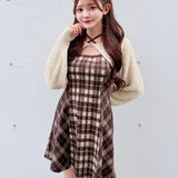 【予約商品 12月上旬発送】シャギーボレロミニチェックワンピース
