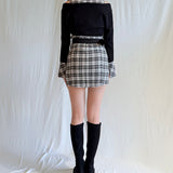 チェックシャツレイヤードニット