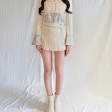 チェックシャツレイヤードニット