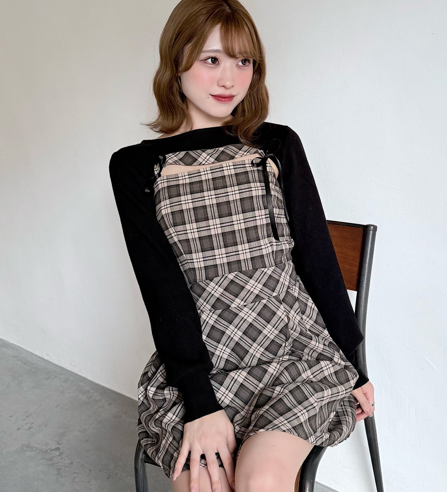 【予約商品9月中旬お届け】ショートニット×キャミワンピースセット