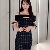 【予約商品7月下旬お届け】レイヤードバックリボンロングワンピース