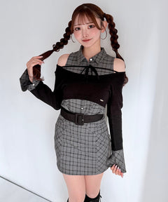 【セット購入10％割♡対象商品】チェックシャツレイヤードニット