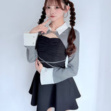 【予約商品2月上旬発送】ショートブラウスレイヤードワンピース