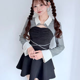 【予約商品2月上旬発送】ショートブラウスレイヤードワンピース