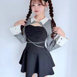 【予約商品2月上旬発送】ショートブラウスレイヤードワンピース