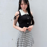【予約商品8月中旬お届け】ビジューカラーニットトップス