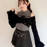 【予約商品9月下旬お届け】シャツレイヤードシャギーニット