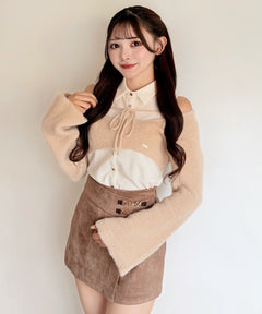 【予約商品9月下旬お届け】シャツレイヤードシャギーニット