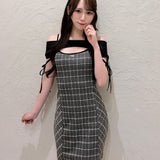 【予約商品8月上旬お届け】レイヤードバックリボンミニワンピース