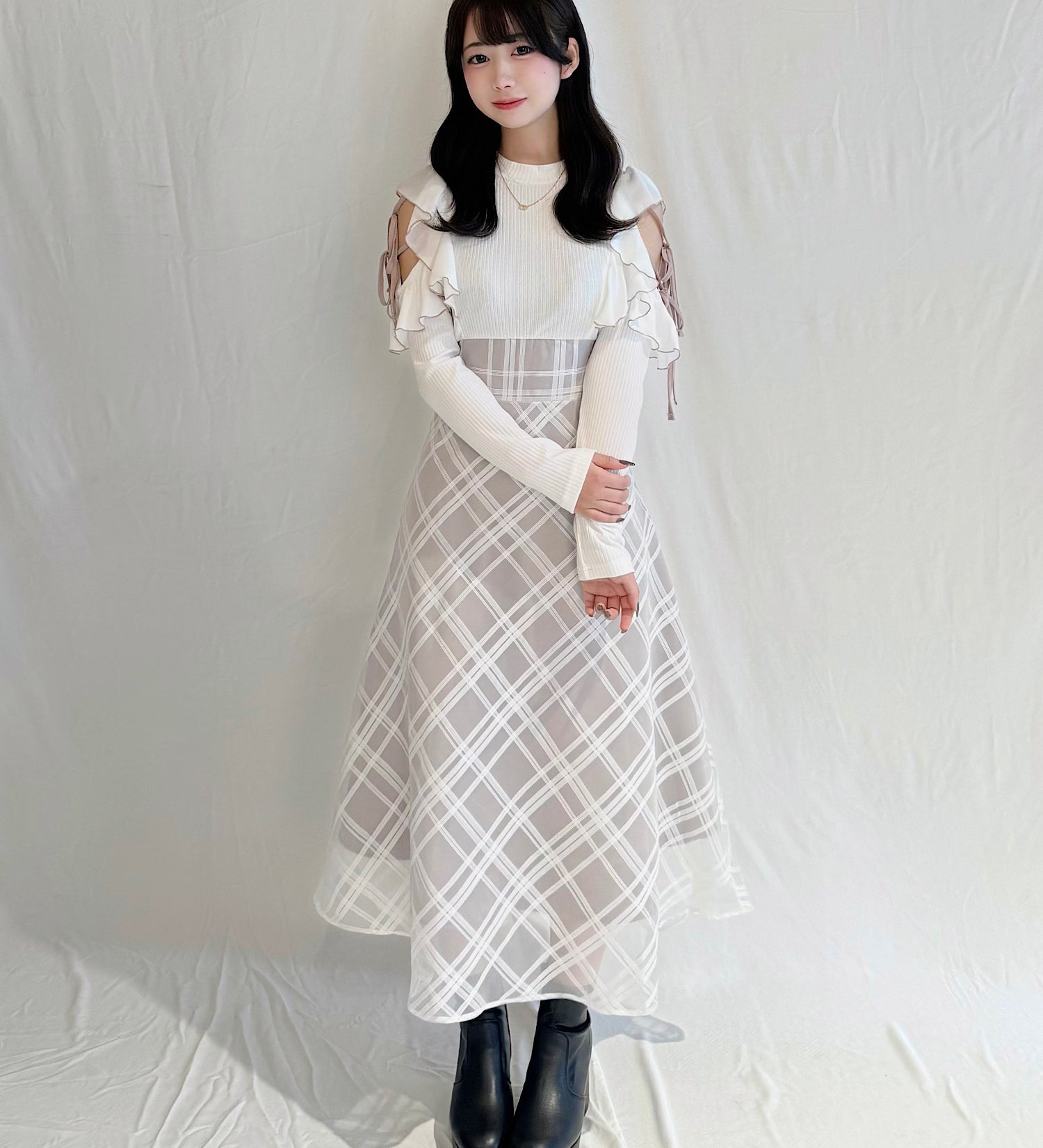 【予約商品9月中旬お届け】バイカラーリボンドッキングワンピース