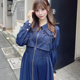 【公式オンライン先行販売！】ロングレイヤードフロントジップワンピース