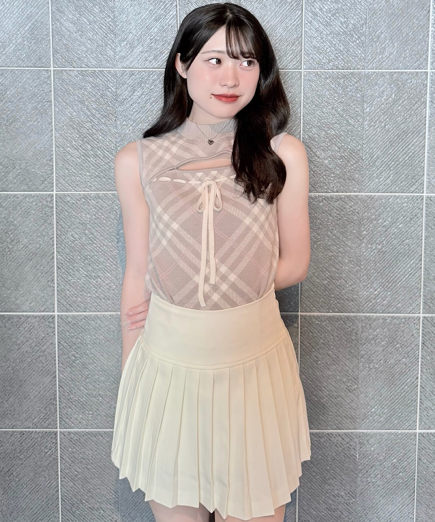 milkywayバイカラータイトリボントップス ワンホン　韓国　ベージュ 楽天市場】ニットワンピース バイカラー 全2色 ライン入り 黒