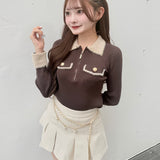 【予約商品10月下旬お届け】チェーンカラーZIPニット