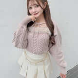 【予約商品10月上旬お届け】ファーケーブルアンサンブルニット