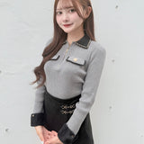 【予約商品10月下旬お届け】チェーンカラーZIPニット