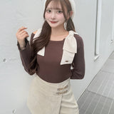 【予約商品10月上旬】ショルダーリボンニット