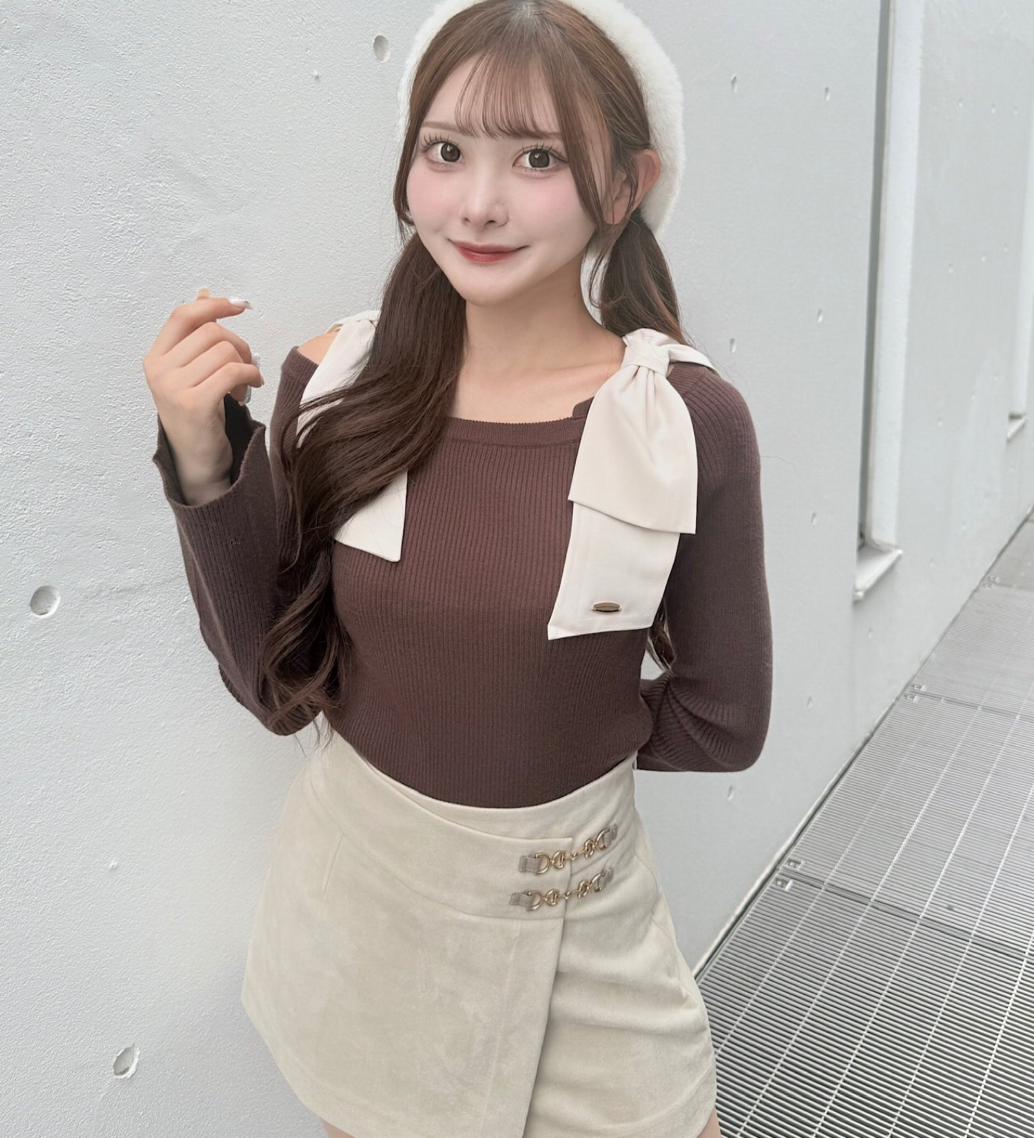 【予約商品10月上旬】ショルダーリボンニット