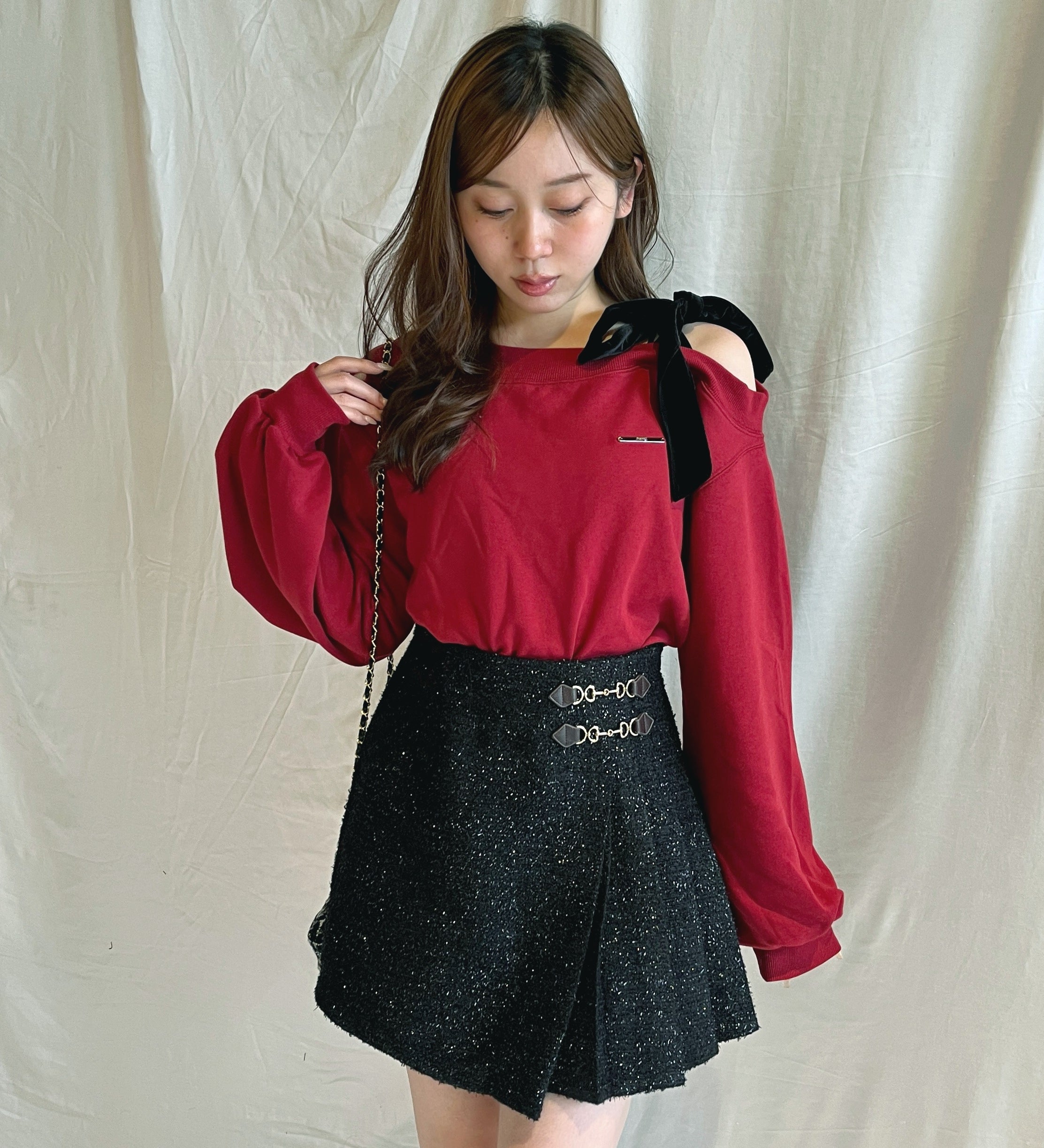 リボンワンショルトレーナー