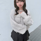 【予約商品10月上旬お届け】ファーケーブルアンサンブルニット