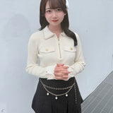 【予約商品10月下旬お届け】チェーンカラーZIPニット