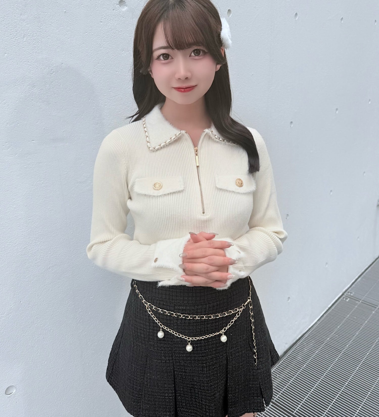 【予約商品10月下旬お届け】チェーンカラーZIPニット