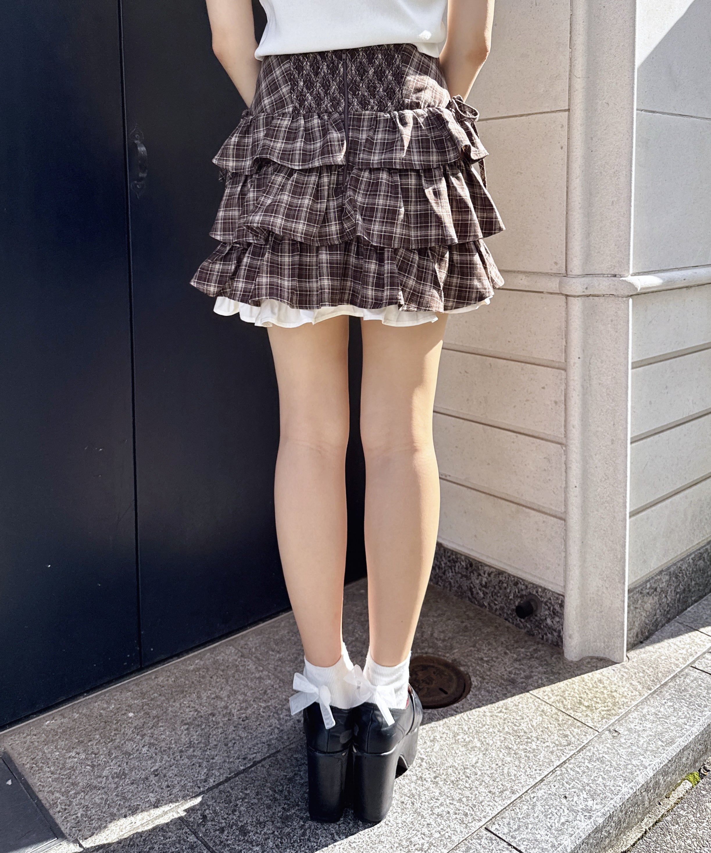 サイドリボンティアードスカート