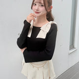【予約商品10月上旬お届け】ショルダーリボンニット