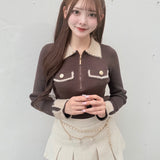 【予約商品10月下旬お届け】チェーンカラーZIPニット