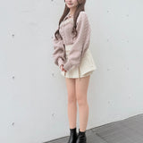 ファーケーブルアンサンブルニット