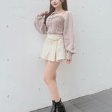 ファーケーブルアンサンブルニット