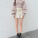 ファーケーブルアンサンブルニット