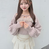 ファーケーブルアンサンブルニット