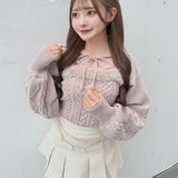 ファーケーブルアンサンブルニット