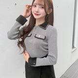【予約商品10月下旬お届け】チェーンカラーZIPニット