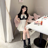 【一部予約商品6月末お届け予定】半袖リボンアンサンブルワンピース